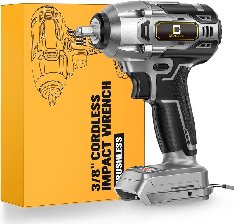 Cerycose Cordless Impact Wrench for Dewalt Battery 250FT-LBS 3/8 inch 340N.m Compact Impact Gun Brushless Electric Includes LED Work Light - 2400RPM Light-Duty Impact Driver Wrench - No Battery - Image 1